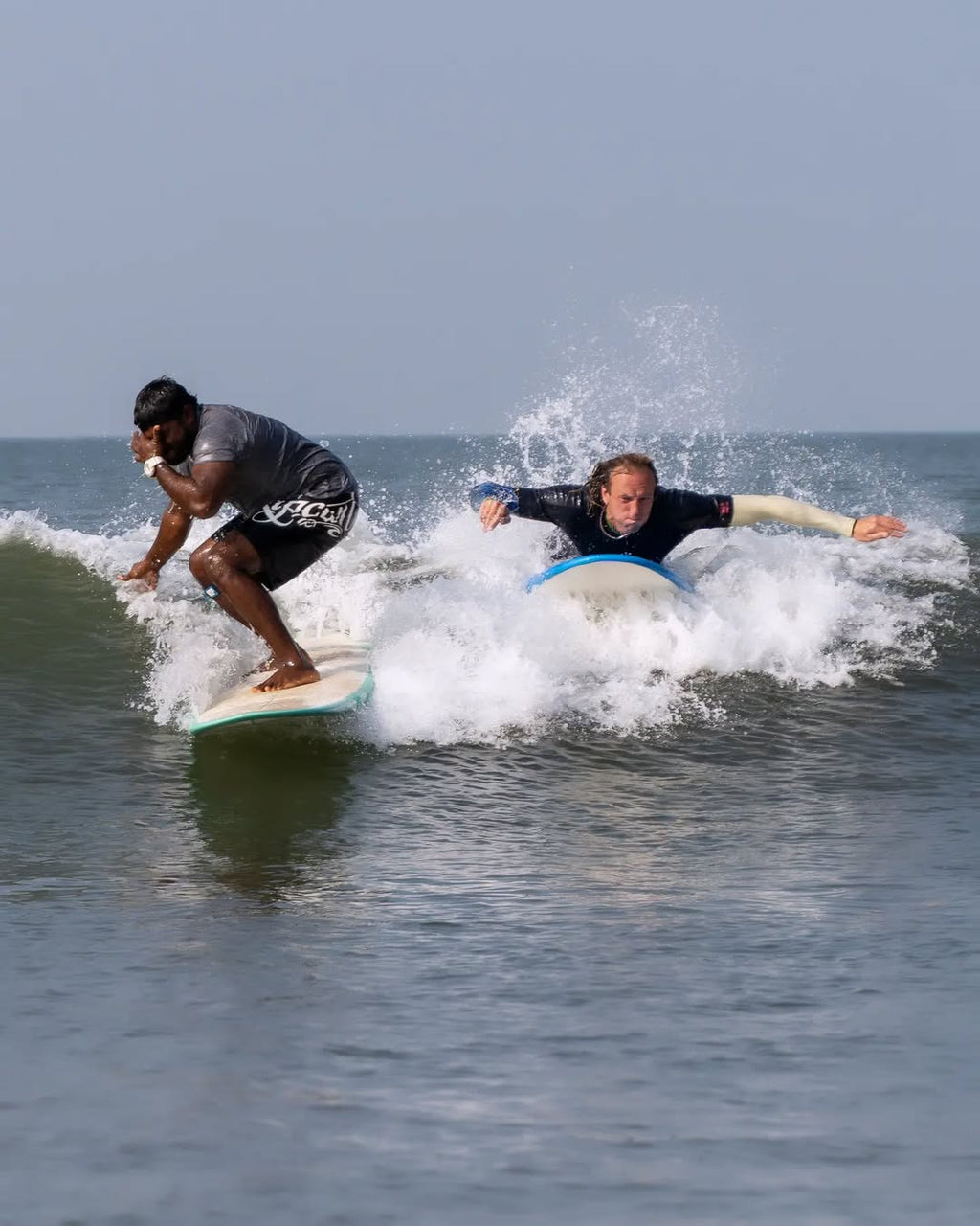 Surfing with Goa Surf School at Arambol beach