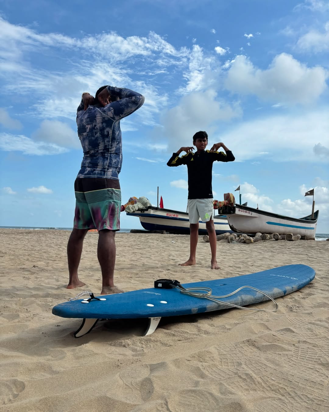 Surfing with Goa Surf School at Arambol beach