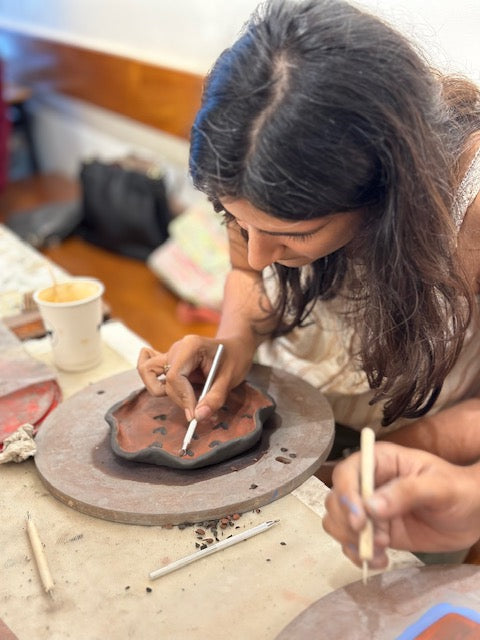 Pottery Workshop - Make, Paint, Carve your own ceramic wall plate or trinket dish